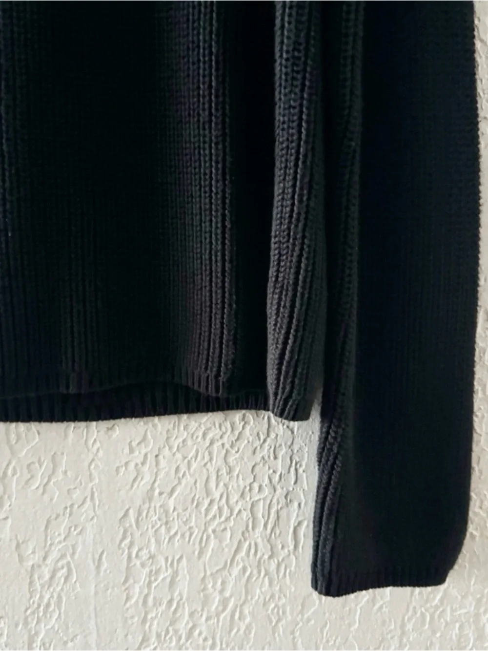 Jenni Kayne Fisherman Sweater Med Black Cotton Chunky Knit Crew Pullover Minimal